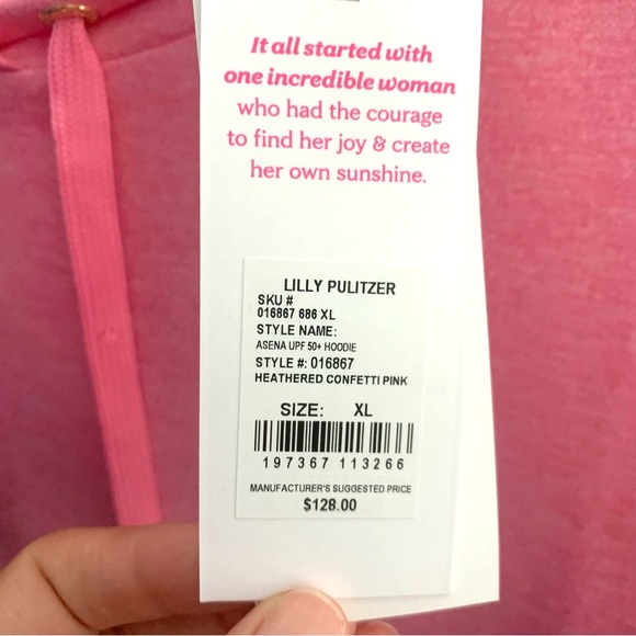Lilly Pulitzer | Asena UPF 50+ Hoodie Heathered Confetti Pink‎ XL NWT NEW 016867 - Picture 6 of 6